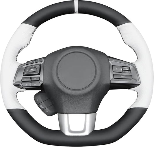 MEWANT Hand Stitch Steering Wheel Cover Wrap for Subaru WRX 2015-2021 / WRX STI 2015-2021 Steering Wheel Accessories for Subaru WRX