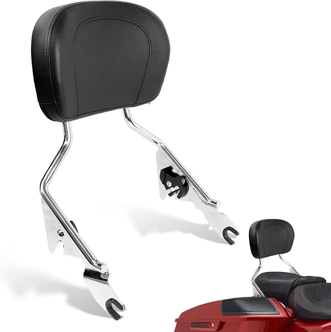 AUFER Detachable Backrest Sissy Bar Upright Passenger Backrest With Back Rest Pad Compatible With For Touring Road King Street Glide Electra Glide Road Glide FLHR FLHX FLHT FLTR 2009-2025（Chrome） | High Quality Metal Backrest Sissy Bar,Easy to Install ...