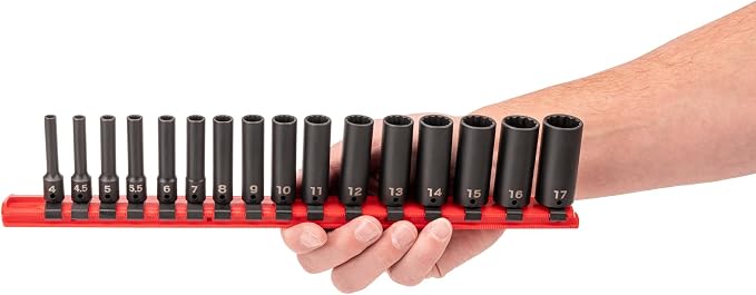 TEKTON 1/4 Inch Drive Impact Socket Set, 16-Piece | SID90107