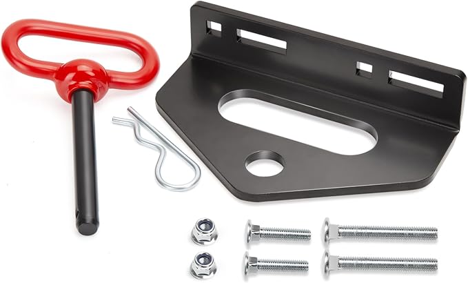 Zero Turn Mower Trailer Tow Hitch and Hitch Pin, 1/4"(6mm) Thick Heavy Duty Steel Universal Lawn Trailer Hitch Kit with Pin, Versatile Chain Slot Rugged Trailer Hitch Included Carriage Bolt Hardware