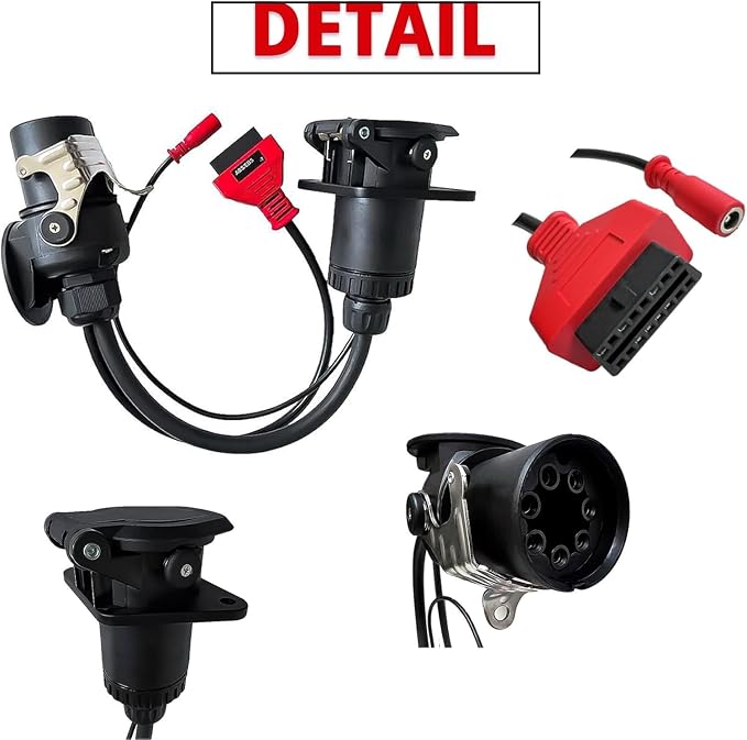 ISO 7638 7pin (EBS/ABS) Adapter, Trailer and Truck Diagnostic Cable for Autocom Trailer Diagnostic, for Texas, for Bosch and for Knorr Bremse Heavy Duty OBD2 Truck Scanner Support K-Line, Can, Can 5V