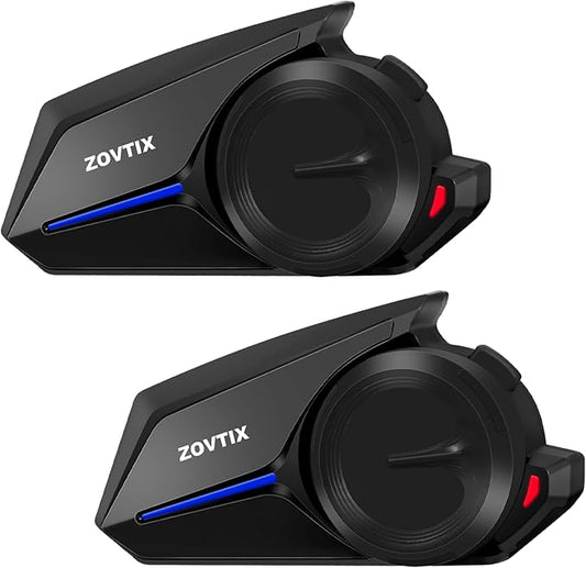 Motorcycle Helmet Headset 3 Riders Communication System S2 Intercom with Music Sharing/HiFi Sound/3 EQ Music Modes/DSP&CVC Noise Cancellation/IP67/FM Radio - S2-Black 2 Pack
