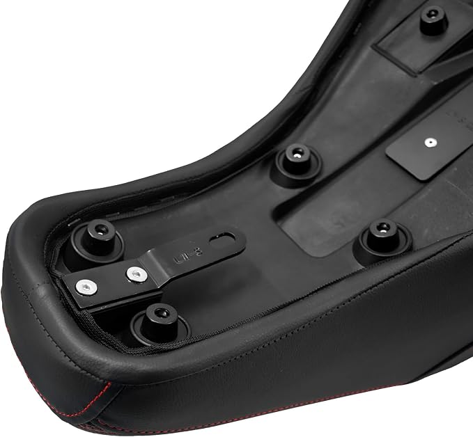 Motorcycle Seat Driver Passenger Seat with Backrests for Harley Low Rider Low Rider S ST 2018-up (Black with red stitching)
