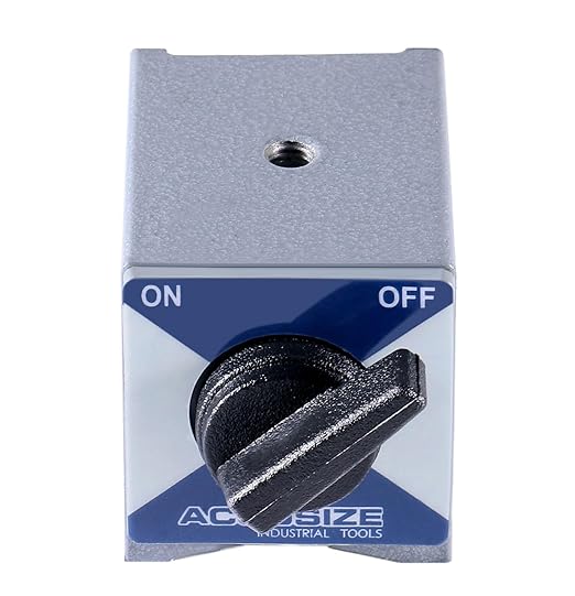 Accusize Magnetic Base, 176 lb Pull, 6010-0121 | On/Off Switch, V-Groove Bottom, M8 x 1.25 mm Tapped Hole, 2.362" x 1.968" x 2.165"