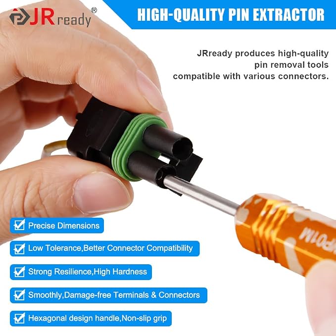JRready ST5253-22-P Pin Extractor Tool Kit 22PCS Terminal Release Tools for Deutsch AMP Molex Delphi JST & More Automotive & Computer Terminal Removal Tool Kit Terminal Ejector Tool Kit