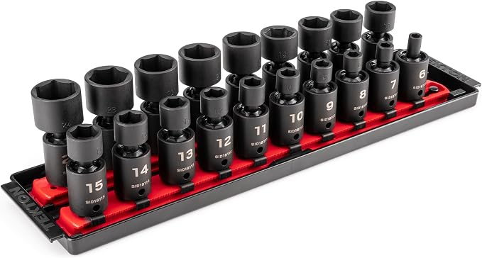TEKTON 3/8 Inch Drive Universal Joint Impact Socket, 19-Piece | SID97103