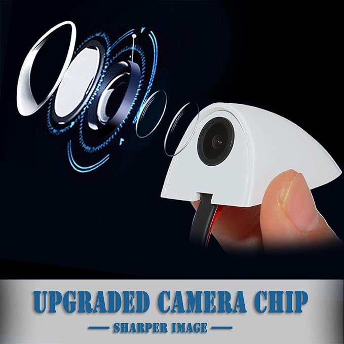 EWAY 2PCs Car Door Blind Spot Side View Camera, Self-Adhesive Screw-Free, Mini Style, Support Upside Down Flip Image, 92° Angle Blindspot Camera for Pickup Trucks SUVs Vans RVs Trailers - White