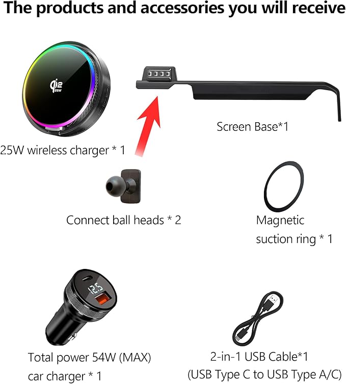 Qi2.2 25W Magnetic Car Mount Charger for 2022-2026 Chevrolet Silverado 1500/2500/3500 Accessories, for Fast Charging Cell Phone Holder 13.4 Inch Screen Fixed Clip with Cooling Fan