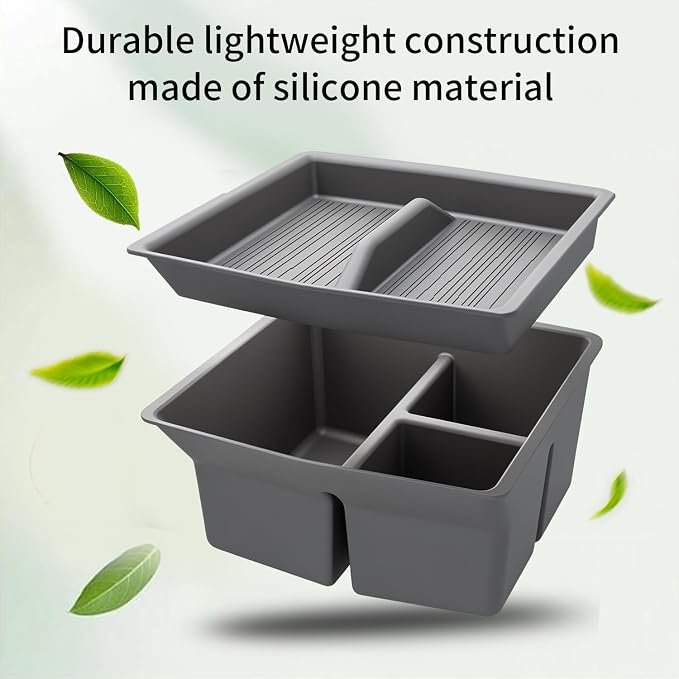 Center Console Organizer for Toyota Sienna 2021-2026 [lid + box Double-Layer Storage] Silicone material for Sienna Interior Accessories