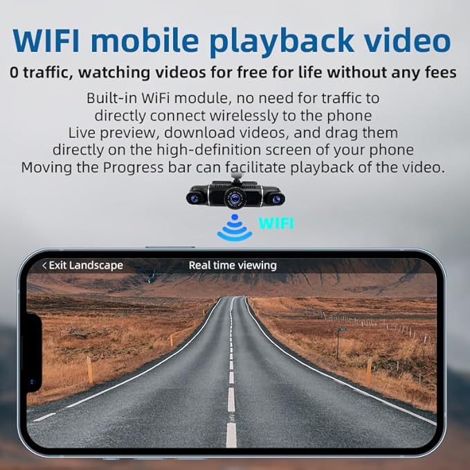 4 Cameras 1080P Dash Cam 4 Lens 3 Inch IPS Screen Car Black Box WiFi APP Control G-Sensor Car Driving Video Recorder Free 128GB TF Card