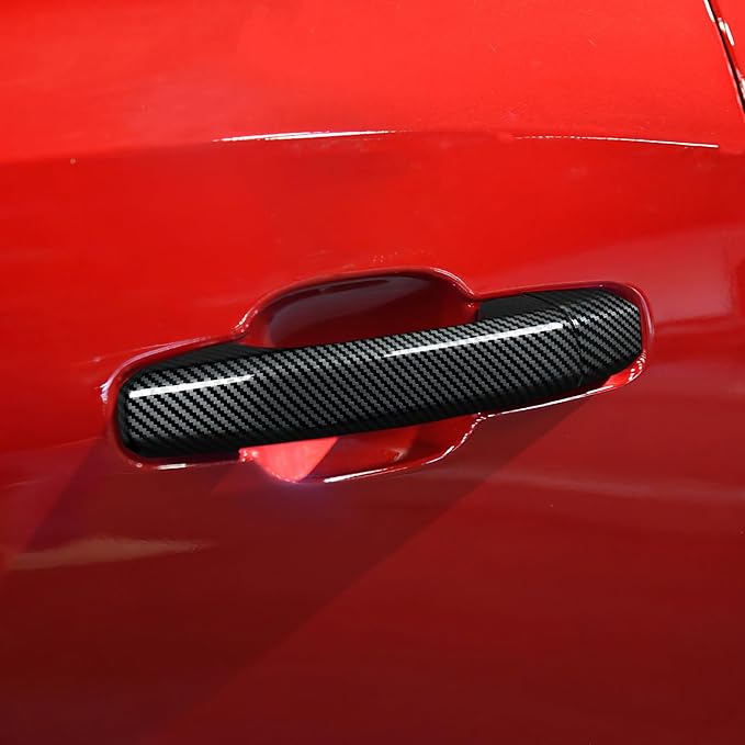 Car ABS Exterior Side Door Handles Decoration Trim Cover Accessories for Chevy Colorado/GMC Canyon 2023 2024 2025 (Carbon Fiber Style)