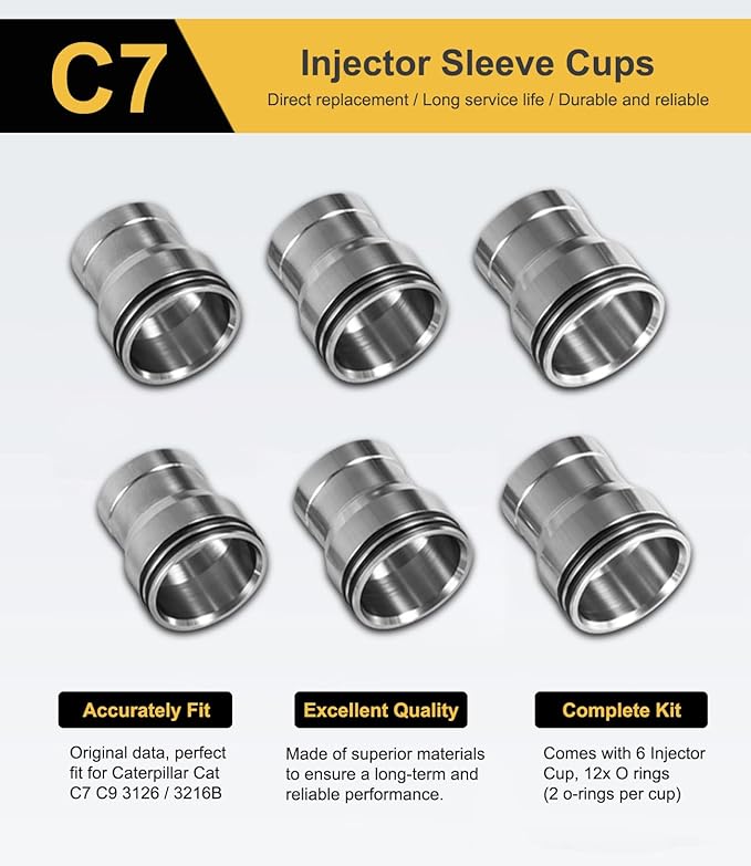 Yoursme for C7 Injector Sleeve Cup Removal Installation Tool with Parts Kit Fit for Caterpillar Cat 3126B C7 C9 with Style HUEI injectors