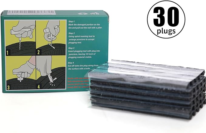 Tire Plugs Heavy Duty (4", 30pcs).Tire Sealing Strip for Puncture Repair are Suitable for Tubeless Tires Car, Light Truck, Motorcycle, ATV, UTV. etc.…