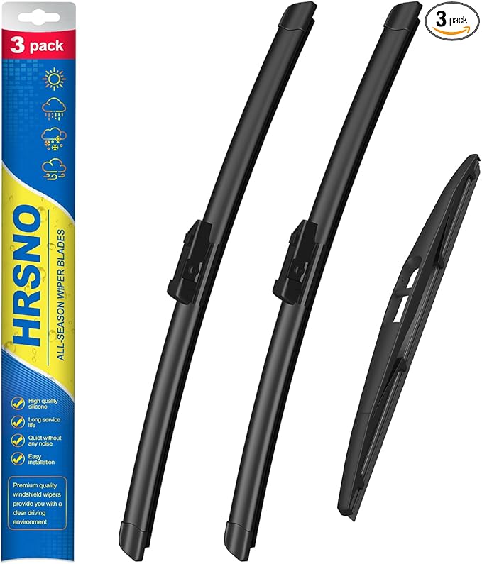 HRSNO® Wiper Blades: 3-Pack Windshield Wipers for Honda HR-V 2023-2025 - All-Season Beam Design-Quiet Streak-Free-Exact Fit Replacement for Honda Cars (26"/17"/12")