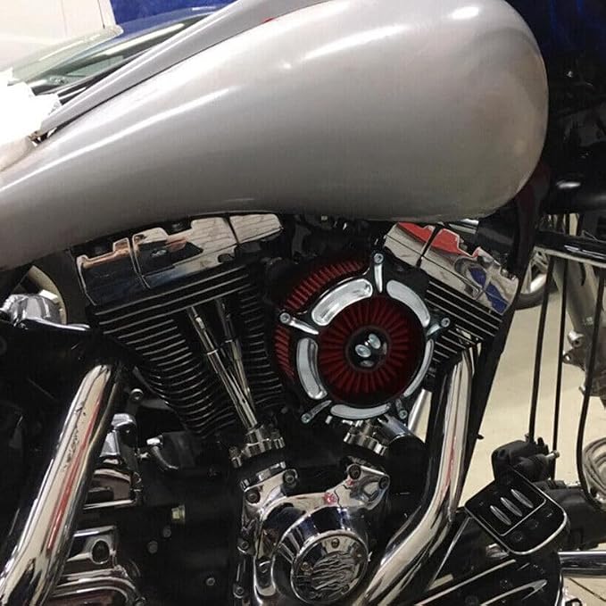 For harley air cleaner filter Sportster Softail Touring street road king glide Dyna for harley davidson air intake filters (Contrast Cut - Red Filter, C-For Touring 08-16, Softail 16-17)