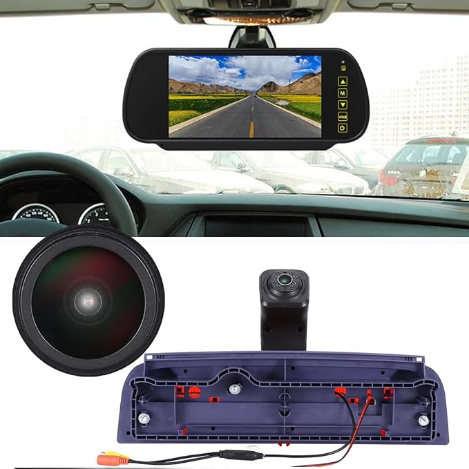 18mm Car Third Roof Top Mount Brake Lamp Light Rear View Reverse Parking Camera,replacement for Van Ford Transit Connect 2 II/XL Cargo Titanium Passenger Wagon 2014-2022 (with 7 inch rear view mirror)