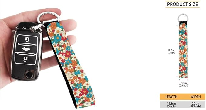 Hippie Boho Blossoms Pattern Car Accessories Car Seat Covers Full Set with Steering Wheel Covers+Seat Belt Pads+Coasters+Keychain+Lipstick Holder Universal Fit(13 Pack)