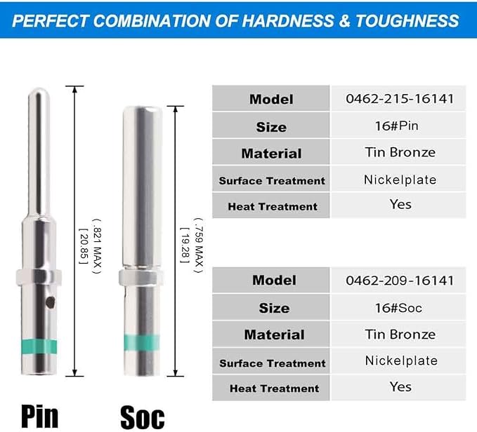 JRready ST5257-PRO Deutsch Connector Tool Kit for 4#8#16#12#20# Solid/Stamped Contacts 6-22 AWG + ST6258 DT Connector Solid Contacts Kit Size 16 Terminal KIT 30 PCS Male Pins and 30PCS Female Sockets