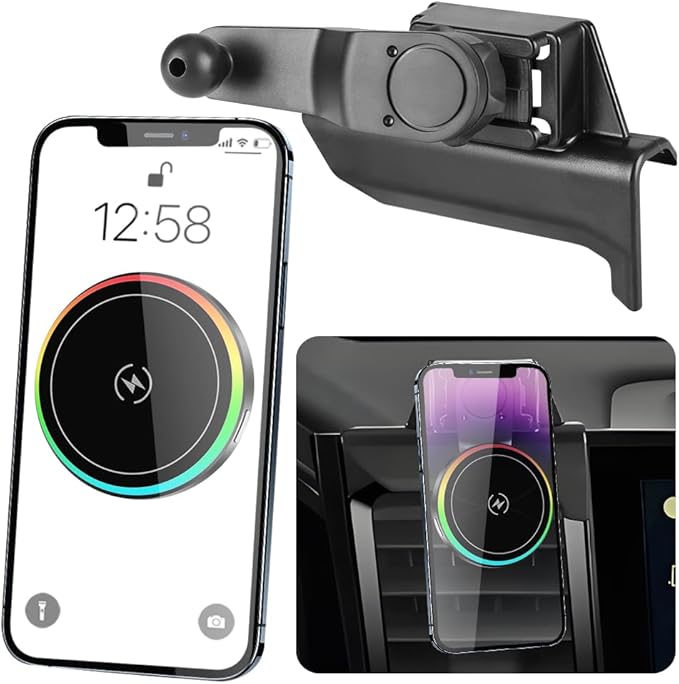 Car Magnetic Phone Mount for Chevrolet Chevy Silverado 1500 2022 2023 2024 2025 2026 and 2500HD 3500HD 2024-2026 [NOT Fit Work Truck.Custom] Auto Accessories Cellphone Holder Fast 15W Wireless Charger
