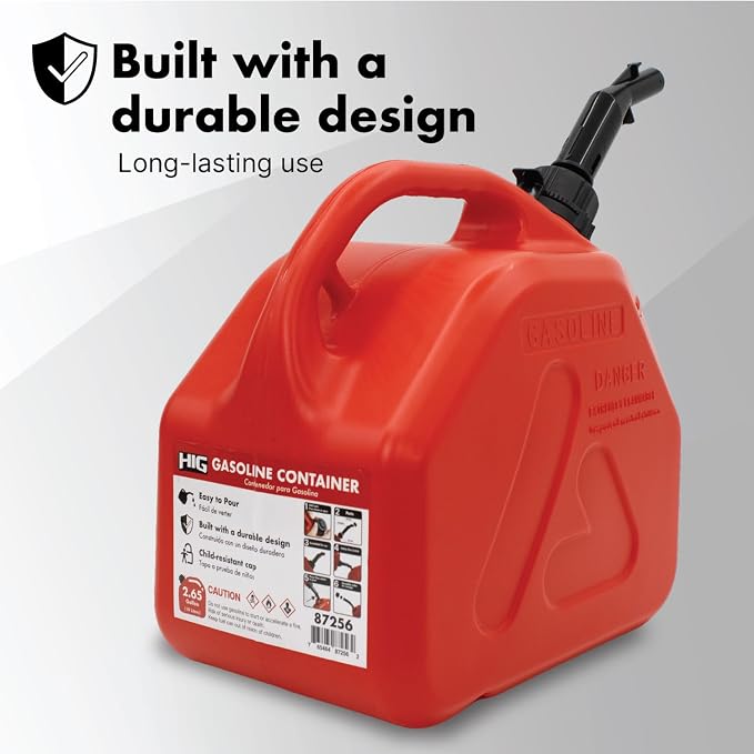 LAUCO Portable Fuel Tank, Gas Container, 3 Gallon Gas & Diesel Container with Transfer Hose and Nozzle, Mobile Fuel Storage for Boats, Docks, Farm, Shop & Garage 87256