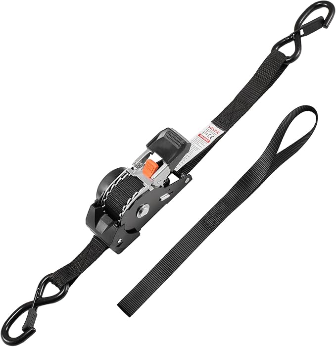 VEVOR Retractable Ratchet Straps, 1 in x 10 ft, Tie Down Straps with S Hooks, 1200 lbs Break Strength, 4 Soft Loops, Tie Down Ratcheting for Moving, Trailers, Motorcycles, Kayaks, Car Roof, 4 Pack
