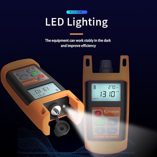 Fiber Optic Light Source KLS-25M SM 1310/1550nm + 2.5mm Universal Interface + LED Lights + Mini Case Protection Design Compact & Generous FTTH Fiber Optical Test Tool
