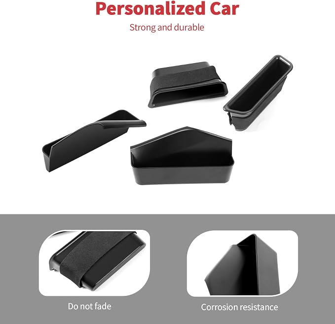 Linskip Center Console Organizer Kit for Ford Mustang Ecoboost, GT, Dark Horse 2024 2025 2026+, Center Console Side Pocket + Door Insert(Black)
