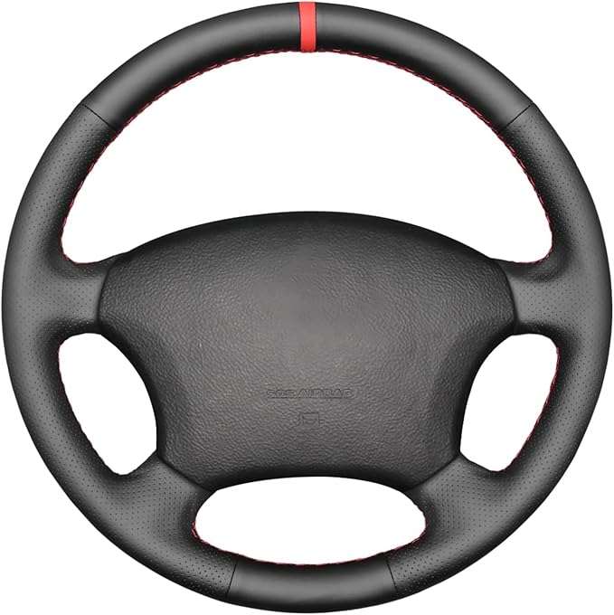 Loncky Custom Fit Dark Brown Genuine Leather Steering Wheel Cover for Toyota Land Cruiser 1995 1996 1997 1998 1999 2000 2001 2002 Accessories Car Interior Hand Stitched OEM Parts
