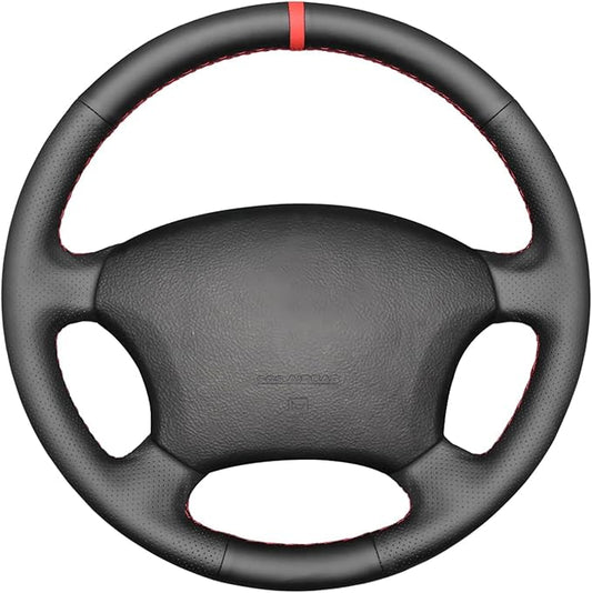 Loncky Custom Fit Dark Brown Genuine Leather Steering Wheel Cover for Toyota Land Cruiser 1995 1996 1997 1998 1999 2000 2001 2002 Accessories Car Interior Hand Stitched OEM Parts