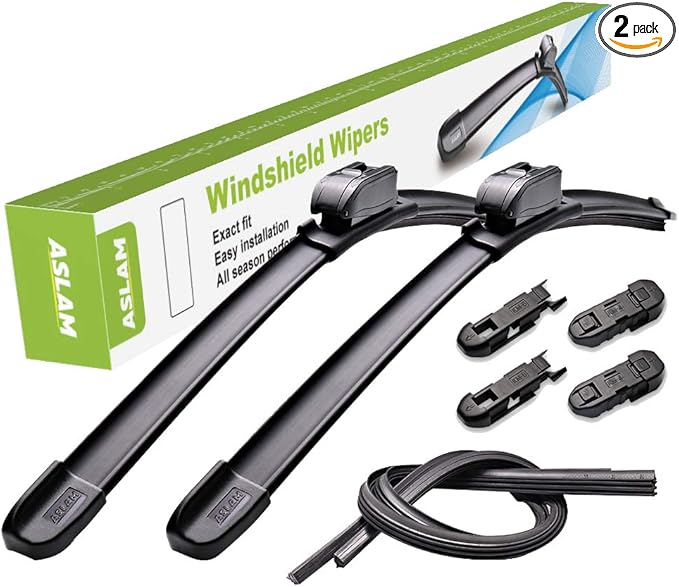 ASLAM Windshield Wipers All-Season Blade Type-M 28"+21",Multifunctional Adapters and Refills Replaceable,Double Service Life(set of 2)