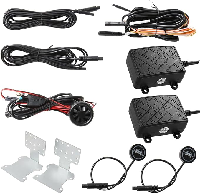 24ghz Microwave Radar Blind Spot Detection System Kit Compatible with 12V Universal Cars, SUVs; Monitors Rear Blind Zones to Deliver LED Buzzer Alerts for Lane Change Assist Kit