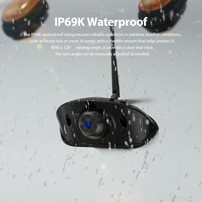 ZEROXCLUB 1080P 7" Wireless RV Backup Camera System, Compatible with Furrion Pre-Wired RV Truck Trailer, DVR Monitor & IR Night Vision Rear View Camera, IP69 Waterproof, Adjustable Parkinglines, BW7M