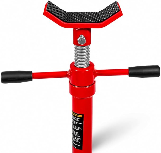 Stark USA Under Hoist Support Lift Jack Stand Wide Base 1/2 Ton 1,000 lbs Capacity Spin Handle, Self-Locking Threaded Screw, for Vehicle Lifting & Support