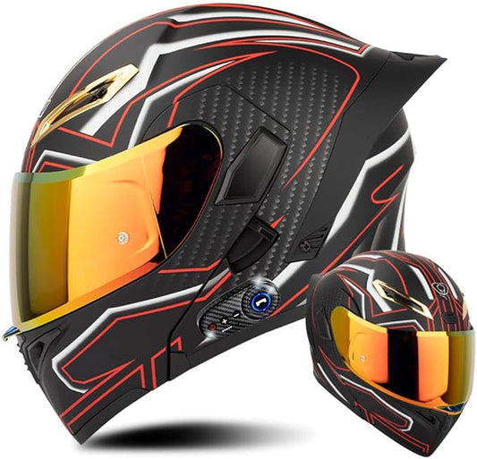 Full Face Motorcycle Bluetooth Helmets DOT Approved for Men Women Adults, Dual Visors Flip up Modular Bluetooth Integrated Motorcycle Helmet