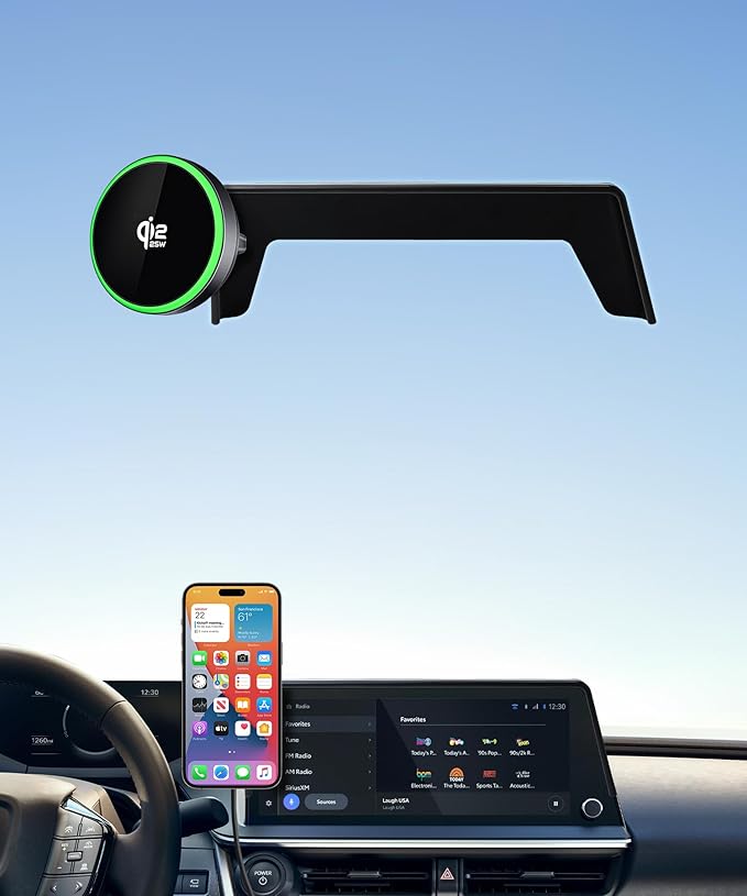 Qi2.2 Max 25W Fast Wireless Car Charger Phone Holder for 2023-2026 Toyota Prius 12.3-Inch Screen, Magnetic Phone Mount Compatible with MagSafe
