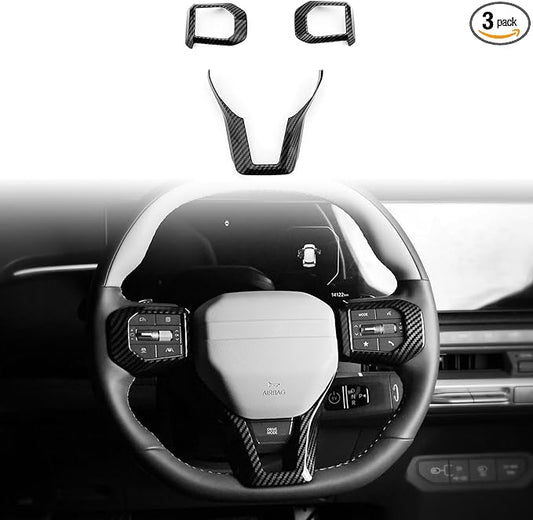 ABS Car Steering Wheel Frame Cover Steering Wheel Button Panel Frame Compatible with Kia K4 GT-Line 2025 Kia EV6 GT-Line 2025 Kia EV3 GT-Line Kia EV4 GT-Line Accessories(Carbon Fiber Style)