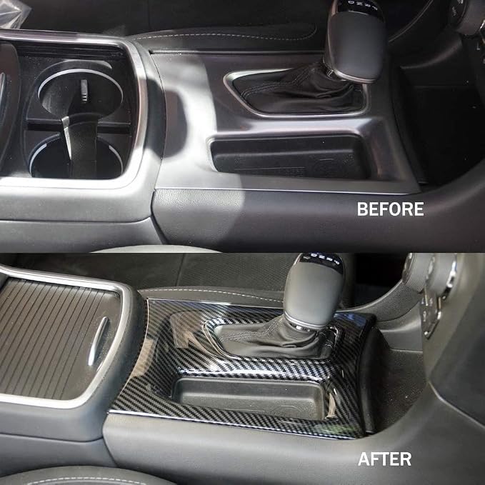for Dodge 2015-2023 Charger Interior Accessories Console Central Control Gear Shift Panel Trim Decoration Cover ABS Carbon Fiber