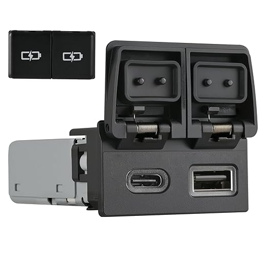 90W Car Charger USB c Dual Port Adapter Center Console Socket for Toyota Rav4 Fast Charging (Lid Type-C (45W)+USB (45W))
