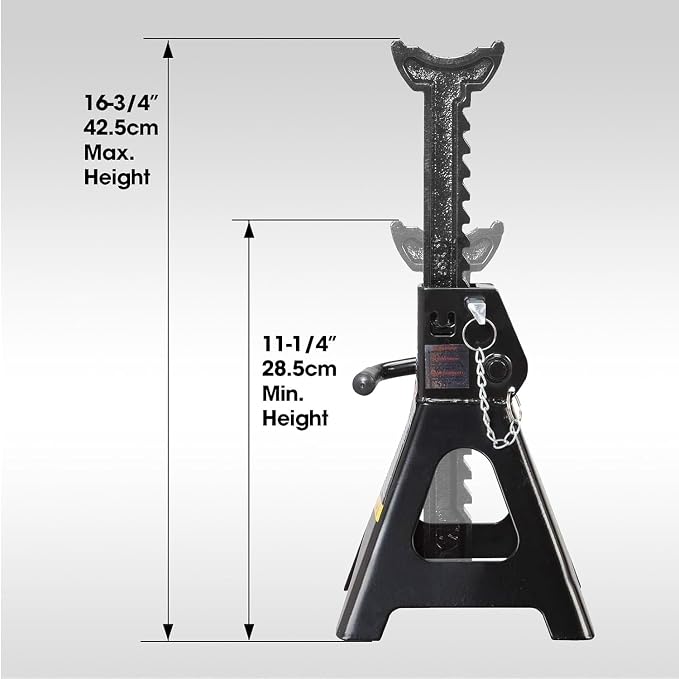 Big RED 3 Ton Double Locking Steel Jack Stands, for Lifting UTV/ATVS, Small Trucks and SUVS, Heavy Duty Steel, 6000lbs Capacity, 1 Pair, Black