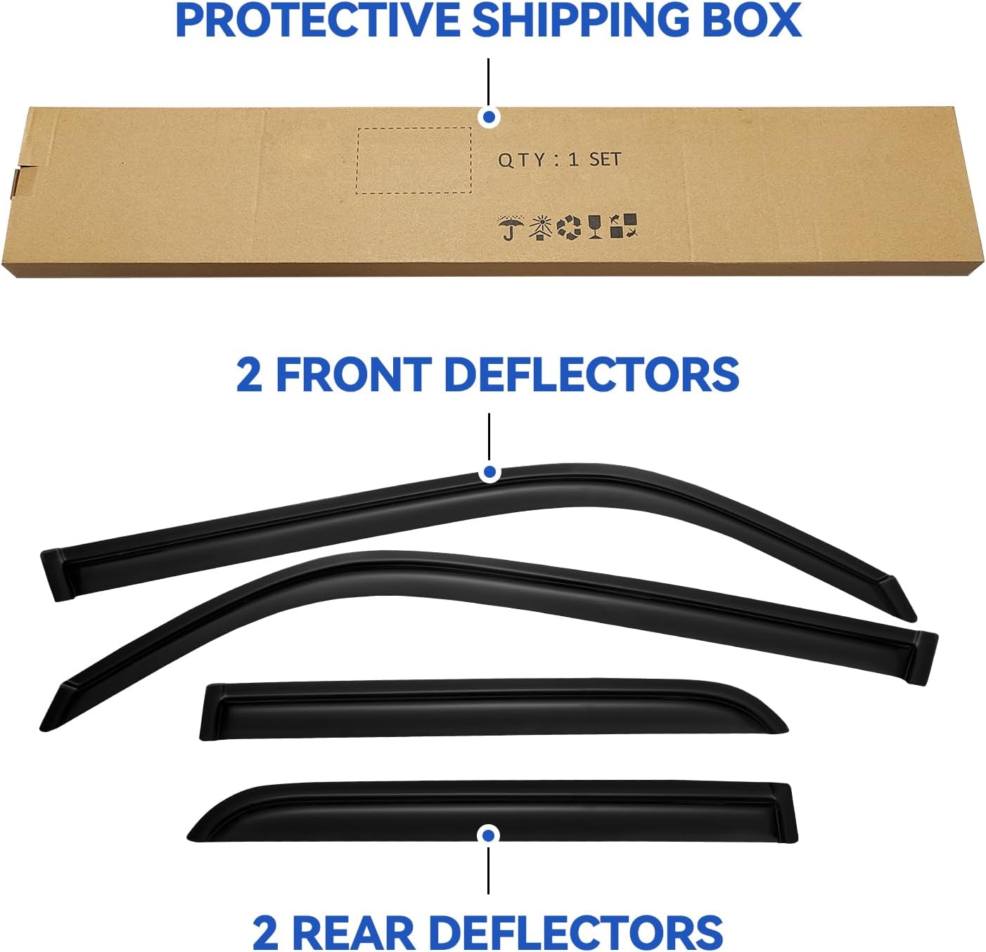 Window Visors Rain Guards for 2010-2024 Toyota 4Runner, Out-Channel Window Vent Wind Deflectors Visors Shades for 10-24 4 Runner