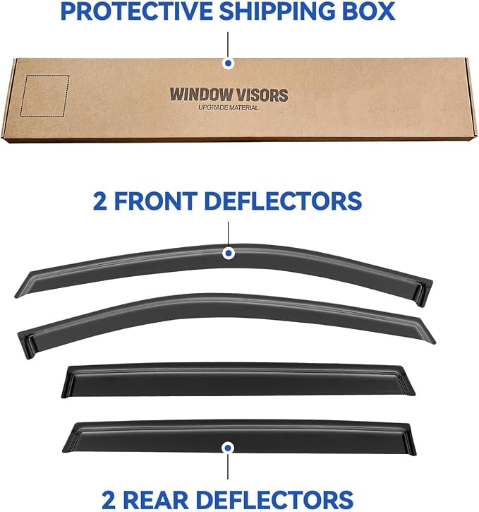 Window Visors Rain Guards for Nissan Rogue S SV SL 2014-2020, Out-Channel Window Vent Wind Deflectors Visors Shades for 14-20 Rogue (Excludes Rogue Sport Model)