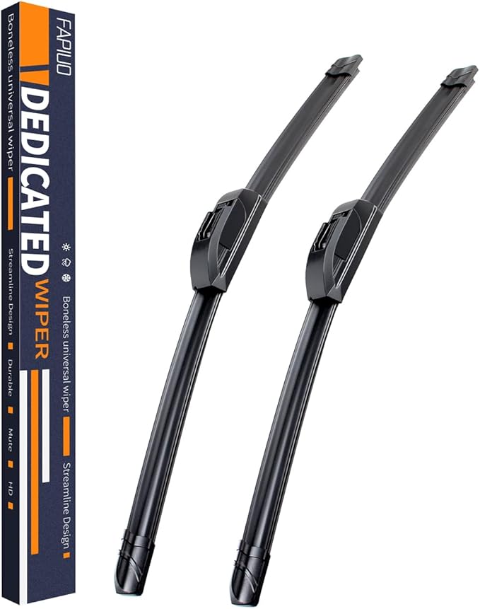 OEM Quality 24''+20'' FAPIUO Premium All-Season Automotive Replacement J-Hook Silent Wiper Blades (Set of 2)