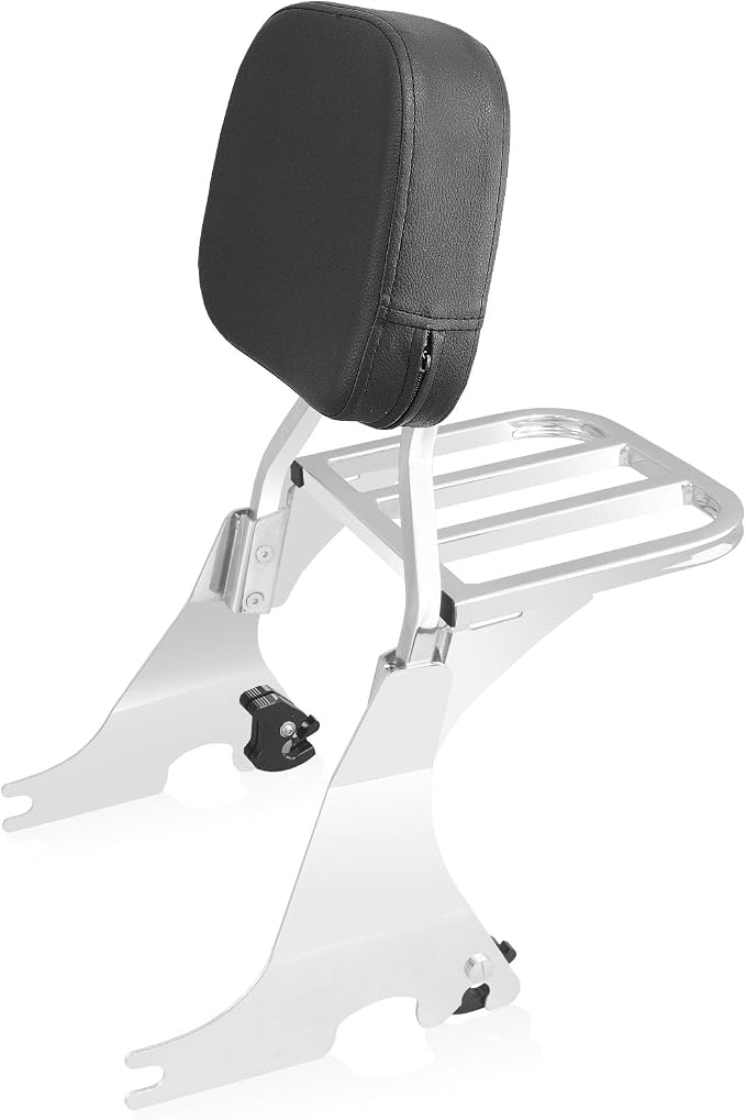 Detachable Passenger Backrest Sissy Bar with Luggage Rack and Docking Hardware Kits Fit For Harley Davidson Sportster XL 883 1200 2004-2023 (Chrome)