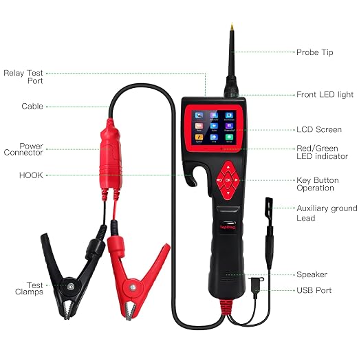Original TopDiag P200 Automotive Circuit Tester, Power Circuit Probe Kit, 9~30V with Multimeter (P200)