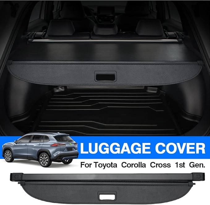 Powerty Cargo Cover for 2022-2025 Toyota Corolla Cross SUV Accessories Retractable Trunk Cover Rear Trunk Security Cover Shielding Shade Black（Not for Corolla）