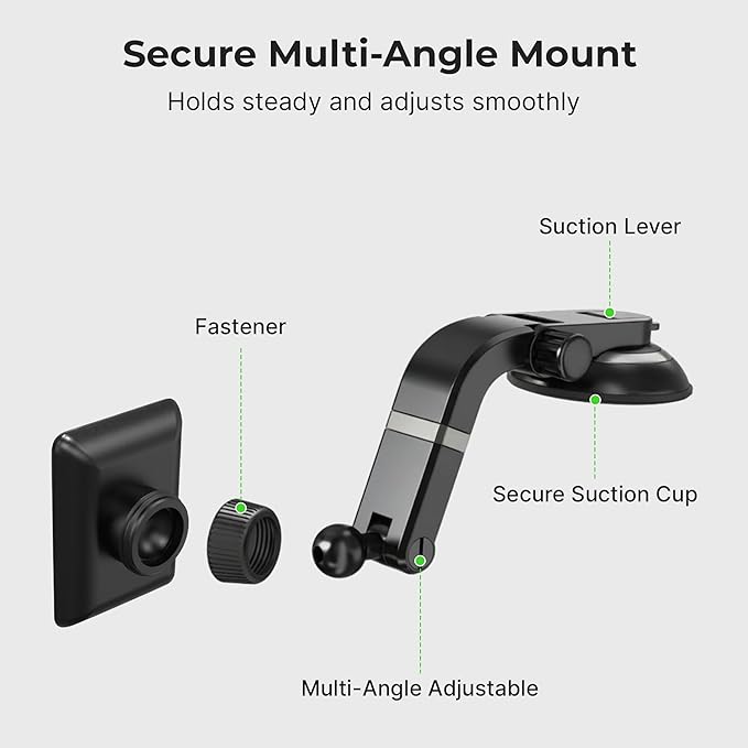 Magnetic Car Mount with Ultra Strong Magnets - Car Phone Holder Perfect for Magsafe Compatible Device iPhone 12-17 & iPhone Air, Galaxy, Smartphone - Multi-Angle Adjustable Suction Cup
