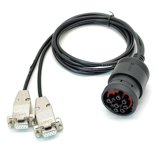J1939 Deutsch 9Pin Connector to Dual DB9 Female CAN Cable，CAN Bus Diagnostic Adapter Cable for Heavy Duty Vehicles 1Meter