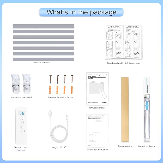 MING CHEN Motorized Blinds with Remote,Built-in Rechargeable Smart Blinds, Custom Size Electric Zebra Shades Compatible with Alexa Google 90% Blackout （Striped Grey,Custom Sizes）