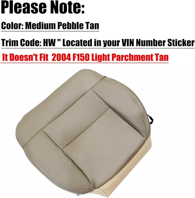 SecosAutoparts Driver & Passenger Side Bottom & Top Lean Back Leather Seat Covers Beige Tan Compatible with Ford F-150 Lariat XL XLT STX 2005 2006 2007 2008