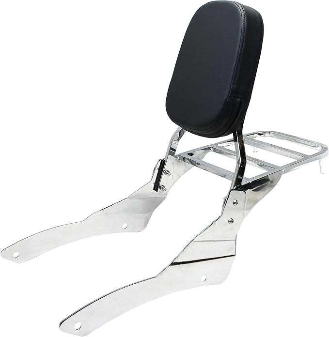 YHMOTO Motorcycle Sissy Bar Backrest with Luggage Rack For Yamaha VStar 650 400 DS650 Classic DS400 V star 1996-2017 (Chrome- for 650 Classic)